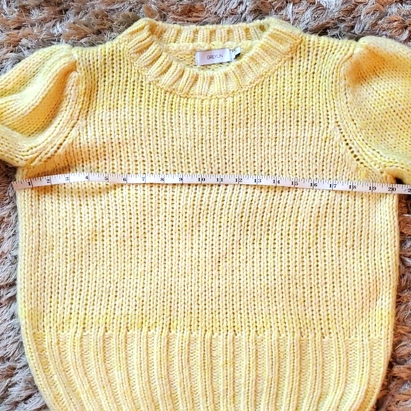 Greylin yellow knit sweater puffy sleeves - Picture 8 of 14
